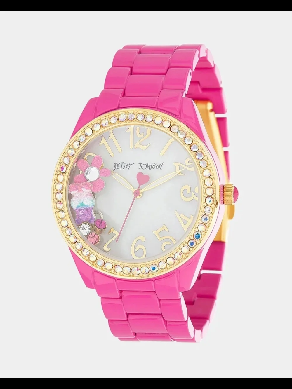 Betsey Johnson Pink Crystal Accent Women's Watch
